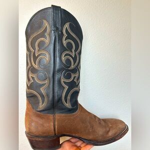 Classic Two-Tone Leather Cowboy Boots